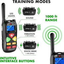 Load image into Gallery viewer, Dog Training Collar - Shock Collar for Large Medium Small Dogs - Behavior Electronic Collar with Remote Control 1000 feet - Rechargeable and IP67 Waterproof - Beep Vibration Safe Shock Modes
