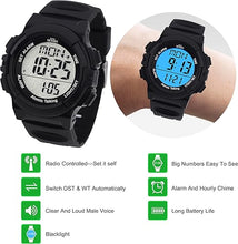 Load image into Gallery viewer, Five Senses Atomic English Talking Watch for Seniors Men and Women Talking with Day-Date Loud Alarm Clock Visually Impaired (Black)
