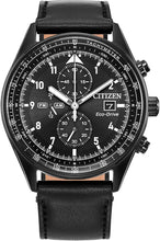 Load image into Gallery viewer, Citizen Men's Eco-Drive Weekender Sport Casual, Black Stainless Steel Watch, Black Leather Strap, Chronograph (Model: CA0775-01E)
