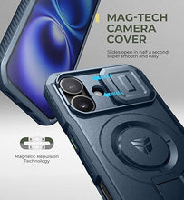 Load image into Gallery viewer, Dexnor for iPhone 16 Case with Slide Camera Cover &amp; Adjustable Kickstand, Magnetic Rugged Shockproof Bumper Cases Heavy-Duty Magnetic Protective Cover,Navy Blue
