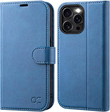 Load image into Gallery viewer, OCASE Compatible with iPhone 16 Pro Wallet Case, PU Leather Flip Folio Case with Card Holders RFID Blocking Kickstand [Shockproof TPU Inner Shell] Phone Cover 6.3 Inch 2024, Light Blue
