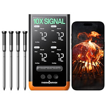 Load image into Gallery viewer, Wireless Bluetooth Smart Meat Thermometer: Standalone Base, WiFi Thermometer with Sub-1G, 6 Sensors NIST Certified Accuracy, 4 Probes, for Kitchen, BBQ, Grill, Oven, Smoker, Rotisserie
