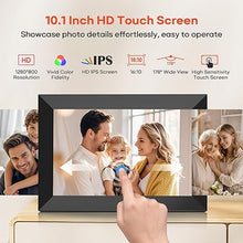 Load image into Gallery viewer, Frameo 10.1 Inch WiFi Digital Picture Frame with 32GB Memory, 1280 x 800 IPS Touch Screen Smart Electronic Photo Frame, Wall Mountable, Auto-Rotate, Share Photos/Videos Via Frameo App from Anywhere
