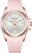 Load image into Gallery viewer, Citizen Women's Eco-Drive Weekender Sport Casual, Rose Gold-Tone Stainless Steel Watch, Pink Silicone Strap, White Dial (Model: FE6138-05B)
