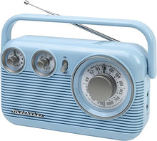 Load image into Gallery viewer, Studebaker Sky Blue SB2003 Retro Portable AM FM Radio | Built in Speaker | AC Powered/Battery | Aux-in Cable (Bundle)
