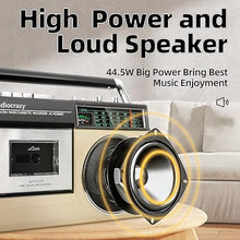 Load image into Gallery viewer, Retro Boombox Cassette Player AM FM SW Radio, Cassette Recorder with Built-in Microphone, Wireless Streaming, USB Port, Headphone Jack,AC or Battery Powered (Gold)
