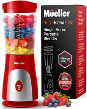 Load image into Gallery viewer, Mueller Personal Blender for Shakes and Smoothies with 15 Oz Travel Cup and Lid, Juices, Baby Food, Heavy-Duty Portable Blender &amp; Food Processor, Red
