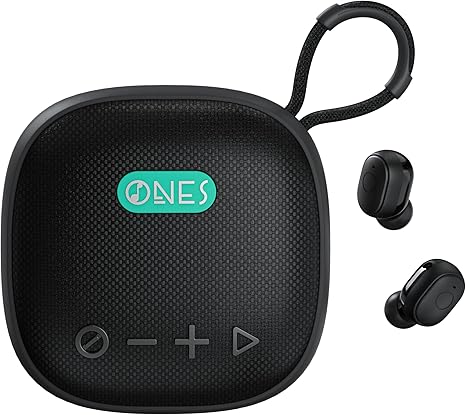 ONES MusPlay BT Wireless Speaker with Earbuds 2-in-1, Hi-Res Audio, Smart [ Bluetooth/AUX / MP3 ] [ Game/Music Mode ] [ 24 Hrs Speaker / 60 Hrs Earbud Ultra-Long Playback ] Portable Compact