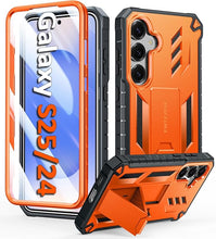 Load image into Gallery viewer, FNTCASE for Samsung Galaxy S25 Case: for Galaxy S24 Case Military Grade DropProof Protection Cover with Kickstand | Matte Textured Rugged Shockproof | Protective Sturdy Phone Case - 6.2 inch Orange
