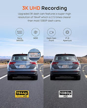 Load image into Gallery viewer, 70mai 3K Front Dash Cam A500S, 1944P UHD with Sony IMX335, Built-in WiFi GPS Smart Dash Camera for Cars, Optional Rear Dash Cam, ADAS, 2&#39;&#39; IPS LCD Screen, 140° Wide Angle, WDR, Night Vision
