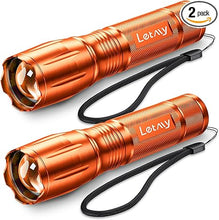 Load image into Gallery viewer, LETMY Tactical Flashlight S2000-2 Pack Bright Military Grade LED Flashlights High Lumens - Portable Handheld Flash Light, 5 Modes Zoomable Waterproof Flashlights for Home Emergency Camping- Orange
