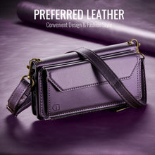 Load image into Gallery viewer, Wallet Case Compatible with iPhone 17 6.3" RFID Blocking 9-Card Holder Soft PU Leather Magnetic Snap Shoulder Strap Zipper Pocket Phone Case Fit for iPhone 17 for Women - Purple
