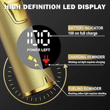Load image into Gallery viewer, FADEKING® Professional Hair Clippers for Men - Cordless Barber Clippers for Hair Cutting, Rechargeable Hair Beard Trimmer with LED Display &amp; Quality Travel Storage Case (Gold)
