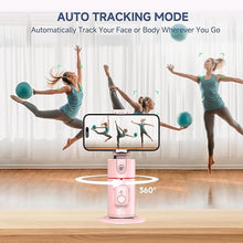 Load image into Gallery viewer, Auto Face Tracking Phone Holder, Gesture Control &amp; Remote, Face Tracking Tripod 360 Rotation Body Phone Camera Mount Smart Shooting Holder, iPhone Selfie Stick Tripod, Expandable Pole (Pink)

