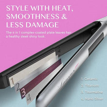 Load image into Gallery viewer, LANVIER Hair Straightener Flat Iron, 2 in 1 Hair Straightener and Curler, Nano Silver Tourmaline Titanium Ceramic Flat Iron, 15s Fast Heating, Rotating Temp Dial, Smart LED, Dual Voltage Hair Styler
