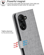 Load image into Gallery viewer, Foluu for Asus Zenfone 10 Wallet Case, Card Slot Stand Phone Case with [Shockproof TPU Interior Case], PU Leather Strong Magnetic Flip Cover for Asus Zenfone 10 2023 (Gray)
