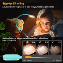 Load image into Gallery viewer, Gritin 16 LED Rechargeable Book Light for Reading in Bed - Eye Caring 3 Color Temperatures, Stepless Dimming Brightness,80Hrs Runtime,Lightweight Flexible Clip On Book Light for Book Lovers-Blue
