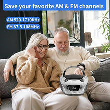 Load image into Gallery viewer, LONPOO Radios Portable AM FM, Portable CD Player Compatible CD-R/RW/WMA and MP3, CD Radio with Bluetooth 5.3, Boombox CD Player with Speakers, USB Player, AC/Battery Powered CD Players for Home
