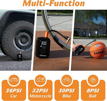 Load image into Gallery viewer, Air Compressor Portable Tire Inflator 150PSI Inflate Electric Bike Pump Digital Pressure Gauge, Fast Inflate Pump for Car, Motorcycle, Bicycle, and Ball with LED Light
