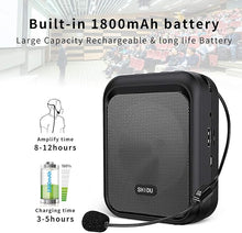 Load image into Gallery viewer, SHIDU Mini Voice Amplifier Portable Rechargeable Bluetooth Speaker with Wired Microphone Headset 10W 1800mAh PA system Supports MP3 Format Audio for Teacher, Taxi Driver, Coaches, Training, Tour Guide
