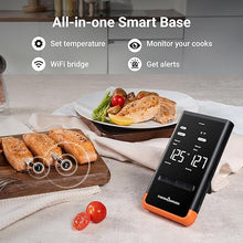 Load image into Gallery viewer, Wireless Bluetooth Smart Meat Thermometer: Standalone Base, Smart WiFi Thermometer with Sub-1G, 6 Sensors NIST Certified Accuracy, 2 Probes, for BBQ, Grill, Oven, Smoker, Rotisserie
