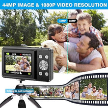 Load image into Gallery viewer, Digital Camera, 2024 Upgraded FHD 1080P Digital Camera with Strap 32GB SD Card 16X Digital Zoom Compact Point and Shoot Camera for Kids Portable Cameras Small Camera for Teens Boys Girls Seniors
