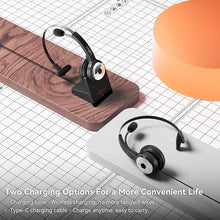 Load image into Gallery viewer, LEVN Wireless Headset with Mic for Work, Wireless Headphones with Mic (AI Noise Cancellation) &amp; Charging Base, 45 Hours Talk Time, Perfect for Work from Home/Office/Call Center/PC/Laptop/Zoom, Black
