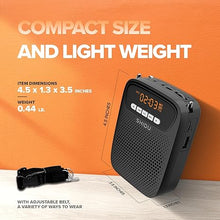 Load image into Gallery viewer, 15W Portable Mini Voice Amplifier with Lapel Microphone &amp; Wired Microphone Headset, Rechargeable Megaphone Speaker with 2 Mics for Teachers, Small Pa System for Classroom

