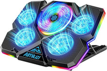 Load image into Gallery viewer, Laptop Cooling Pad, Gaming Laptop Cooler with 5 Quiet Fans and Colorful RGB Light(One Click colse), Laptop Fan Cooling Pad Fits 12-17 Inch Laptop, USB Port Powered, 7 Adjustable Height
