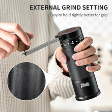 Load image into Gallery viewer, Bincoo Foldable Manual Coffee Grinder with External Adjustable Setting,Coffee Bean Grinder with Portable Storage Bag,Stainless Steel Burr Grinder Suitable for Home, Office and Travel for Use (Black)
