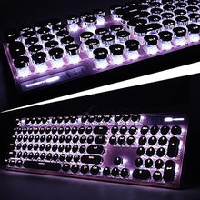 Load image into Gallery viewer, Camiysn Typewriter Style Mechanical Gaming Keyboard, Pink Retro Punk Gaming Keyboard with White Backlit, 104 Keys Blue Switch Wired Cute Keyboard, Round Keycaps for Windows/Mac/PC
