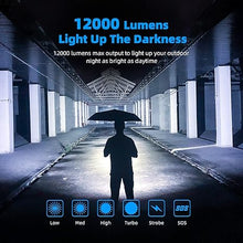 Load image into Gallery viewer, WUBEN A9 12000 High Lumens Flashlight 1378ft Beam Distance 552 Hours Long Runtime Type-C Rechargeable 10200mAh Battery Included Multiple Modes IP68 Waterproof Rechargeable Flash Light
