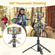 Load image into Gallery viewer, 61&quot; Selfie Stick Tripod, All in One Extendable Phone Tripod Stand with Wireless Remote 360° Rotation for iPhone and Android Phone Selfies, Video Recording, Vlogging, Live Streaming, Aluminum
