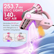 Load image into Gallery viewer, Belife M8 Mattress Vacuum Cleaner, Anti-allergen Bed Vacuum Cleaner with UV &amp; Hot Air &amp; High Heating, 550W 18Kpa Powerful Suction Double-Cup Handheld Vacuum for Bed, Couch, Sofa, Corded (Pink)
