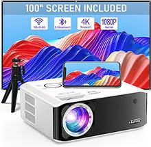 Load image into Gallery viewer, AuKing Projector, 2024 Upgraded Electric-keystone Projector, Full HD 1080P Home Theater Video Projector, Compatible with HDMI/USB/AV/Smartphone/TV Box/Laptop
