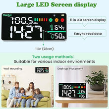 Load image into Gallery viewer, Decibel Meter Wall Mounted Hanging and Desktop Sound Level Meter, 11 inch LED Large Display Noise Meter Decibel Time Temperature Humidity Meter with Alarm Icons Indicator for Classroom,Home, Studio
