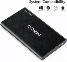 Load image into Gallery viewer, NRICO Ultra Slim 500GB Portable External Hard Drive USB3.0 HDD Storage Compatible for PC, Desktop, Laptop,Mac,PS4, Xbox one (Black, 500, GB)
