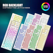 Load image into Gallery viewer, RedThunder K10 Wireless Gaming Keyboard and Mouse Combo, RGB Backlit Rechargeable 3800mAh Battery, Mechanical Feel Anti-ghosting Keyboard with Pudding Keycaps + 7D 3200DPI Mice for PC Gamer (White)
