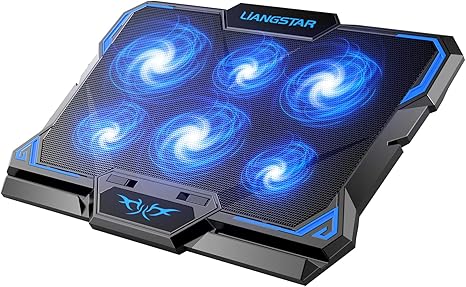 Laptop Cooling Pad, Laptop Cooler with 6 Quiet Led Fans for 15.6-17 Inch Laptop Cooling Fan Stand, Portable Ultra Slim USB Powered Gaming Laptop Cooling Pad, Switch Control Fan Speed Function