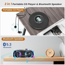 Load image into Gallery viewer, FANGOR Portable CD Player with Bluetooth Speaker Base 2 in 1 Home Desktop Audio Boombox Music Player Anti Shock Protection Headphones Jack TF Card
