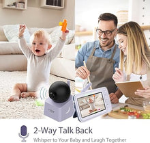 Load image into Gallery viewer, LEREVE Low EMF 5&quot; HD Baby Monitor with 2 Cameras, Auto Noise Reduce, No WiFi, PTZ Camera, Split Screen, Long Range, Lullaby, 2-Way Audio
