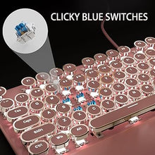 Load image into Gallery viewer, Camiysn Typewriter Style Mechanical Gaming Keyboard, Pink Retro Punk Gaming Keyboard with White Backlit, 104 Keys Blue Switch Wired Cute Keyboard, Round Keycaps for Windows/Mac/PC
