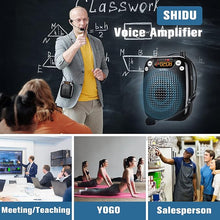 Load image into Gallery viewer, SHIDU Voice Amplifier Teachers with Microphone Headset, Portable PA System Speaker 10W 1800mAh (Black-wired, S18)
