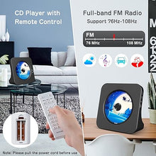 Load image into Gallery viewer, CD Player Portable Bluetooth Desktop KOVCDVI CD Player for Home Desktop CD Player with Speakers CD Players Bluetooth 5.0 with Remote Control Dust Cover Display FM Radio Timer USB AUX Headphone Port
