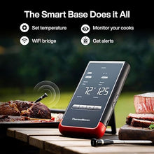 Load image into Gallery viewer, Wireless Bluetooth Smart Meat Thermometer: Standalone Base, WiFi Unlimited Range, 6 Sensors with NIST Certified Accuracy, 2 Probes, for BBQ, Grill, Oven, Smoker, Rotisserie (Red)
