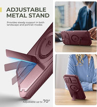 Load image into Gallery viewer, Dexnor for iPhone 16 Case with Slide Camera Cover &amp; Adjustable Kickstand, Magnetic Rugged Shockproof Bumper Cases Heavy-Duty Magnetic Protective Cover,Maroon Red
