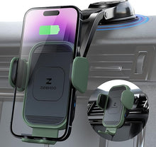 Load image into Gallery viewer, [Upgraded Version] ZeeHoo Wireless Car Charger,15W Fast Charging Auto-Clamping Car Mount, Dash, Air Vent Charging Car Phone Holder for iPhone 14 13 12 11, Samsung Galaxy S23+ S22, etc. (DarkGreen)
