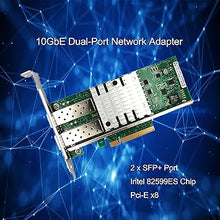 Load image into Gallery viewer, 10Gb Network Card Dual SFP+ Ports PCIEx8 Ethernet Converged Server Compatible Intel X520-DA2 82599ES Chip Support Windows 7/8/10/11/Visa,Server/Linux/VMware
