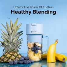 Load image into Gallery viewer, Personal Portable Blender For Shakes &amp; Smoothies, Leakproof &amp; Stylish Portable Mason Jar Shaker, Rechargeable Mini Blender with 10-Blade Blending System 14oz, Sky Blue
