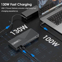 Load image into Gallery viewer, WAVLINK Docking Station 3 Monitors 4K@60Hz with Dual Displayport, HDMI, 130W Power Delivery, 5Gbps USB C, 4 USB A, RJ45, Audio, Compatible with MacBook M1/M2/M3, Windows, Thunderbolt
